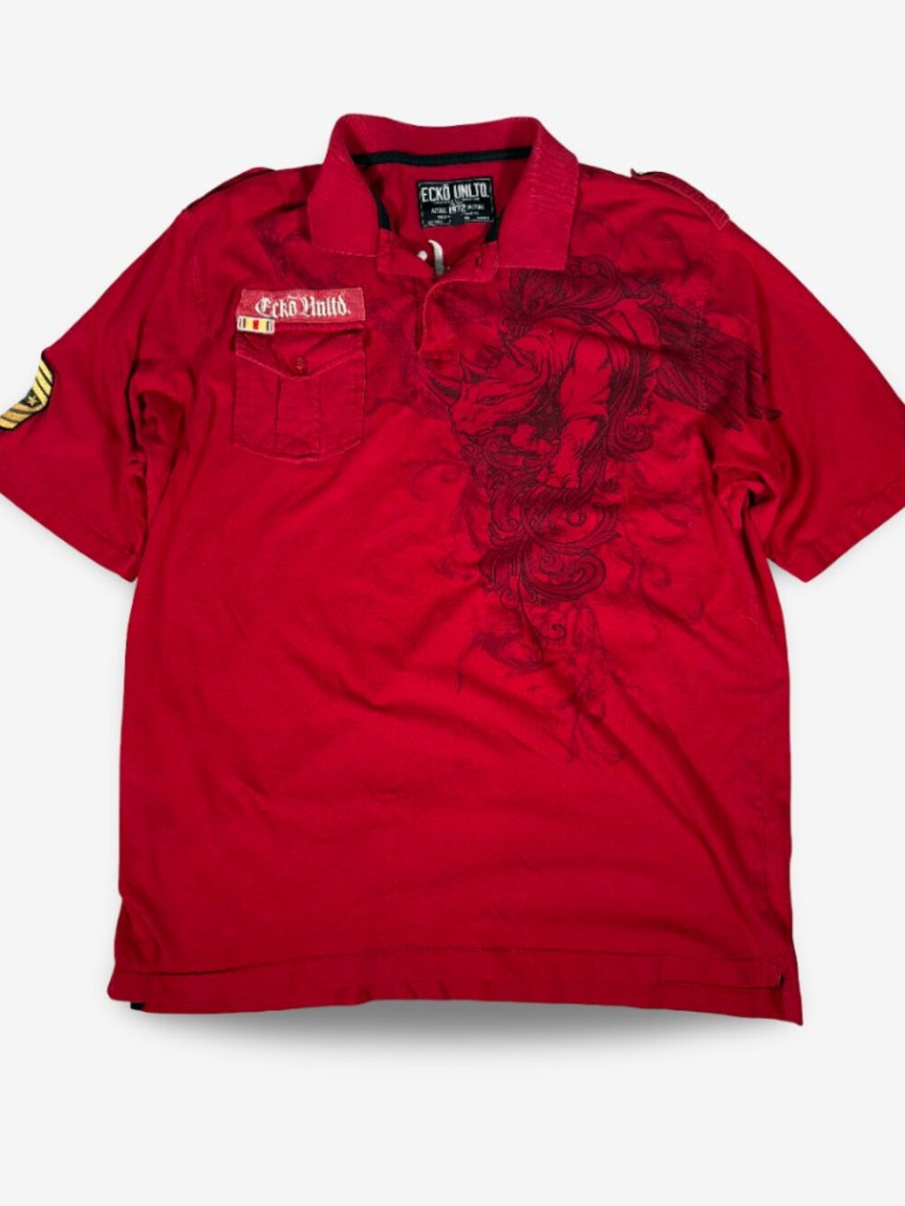 Y2K Ecko Unltd Rhino Grenade Print Polo Shirt